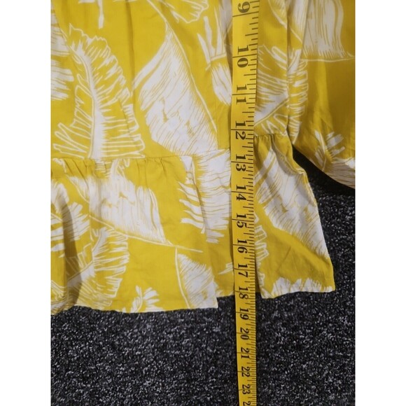 Sim & Sam Women's Top Blouse Puff Sleeve Yellow Floral Small S Crop Cotton NWT - Picture 6 of 8